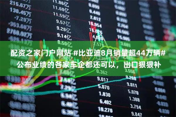 配资之家门户网站 #比亚迪8月销量超44万辆# 公布业绩的各家车企都还可以，出口狠狠补